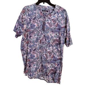 Men's Large Jungle Garden Pink T-shirt Lords of Harlech V-neck Tee Shirt NWT